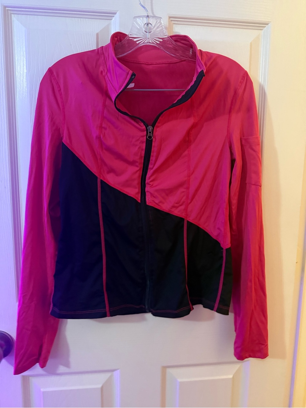 Women's Pink and Black Active Zip-Up Jacket set